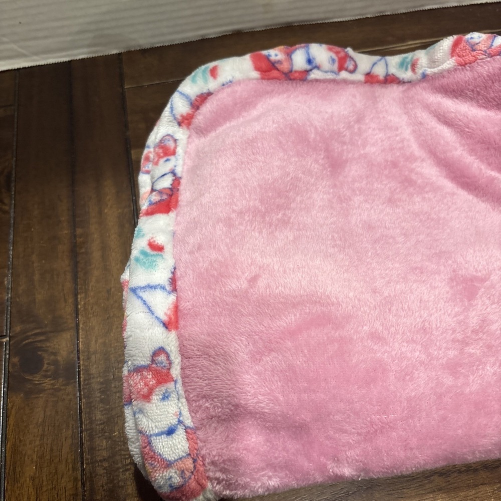 le bebe FAVORITE Pink Baby Blanket Fox Frog Flower Butterfly Trim - Picture 3 of 7